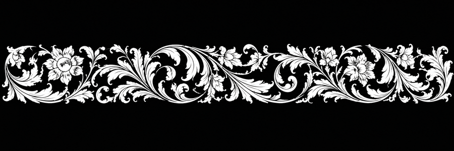Floral Vine flat engraving artwork — continuous floral scrollwork